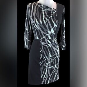 BCBGMaxAzria Ada dress  M Colorblock Sheath asymmetrical EUC stretch